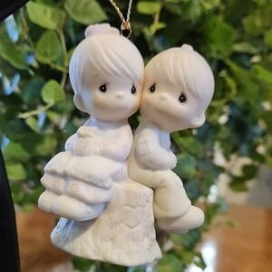 Vintage Precious Moments Christmas Ornament "Love One Another"